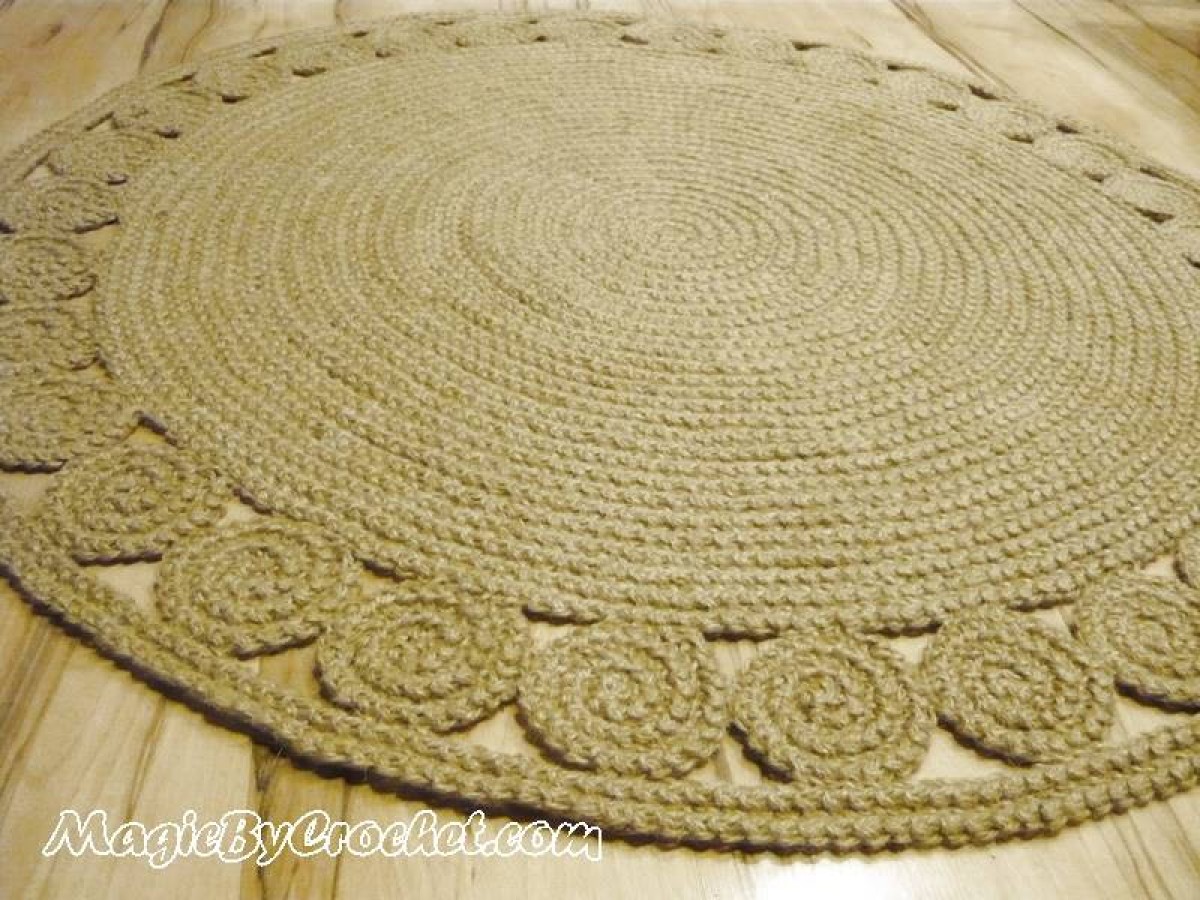 Natural Rug, Round Jute Rug, 4 ft ( 120 cm ), Hand Crochet Rug, Braided
